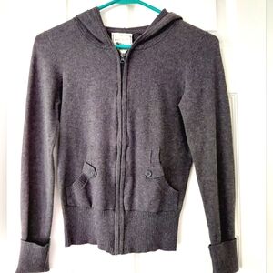 Pink Rose Gray Zip-Up Hoodie Jacket